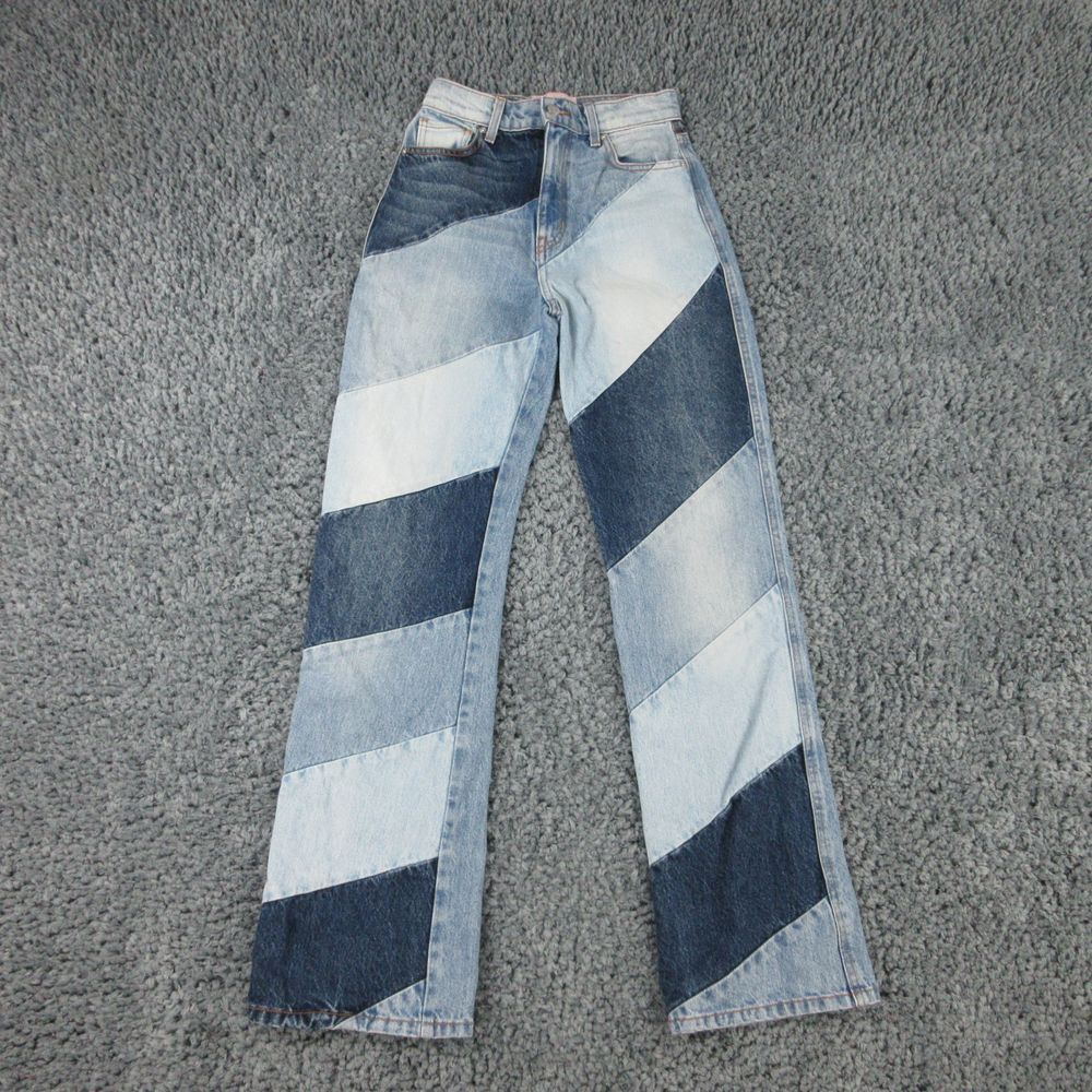 Revice Jeans Womens 25 Blue Patchwork Striped Denim Bootcut 25x33* '